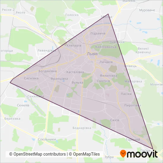 LvivElektroTrans (Cable Car) coverage area map