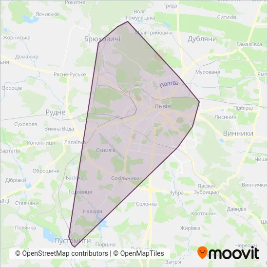 Fiakr-Lviv coverage area map