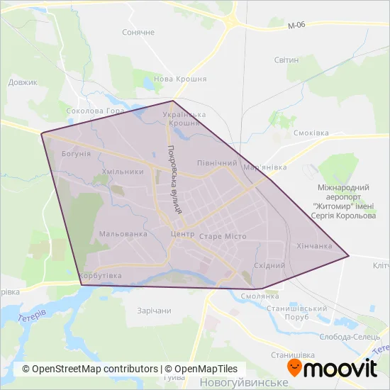 Карта зони покриття Житомирське ТТУ