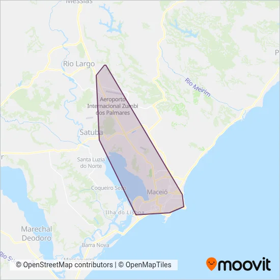 Mapa da área de cobertura da SÃO FRANCISCO