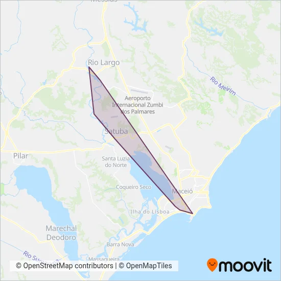 Mapa da área de cobertura da CBTU