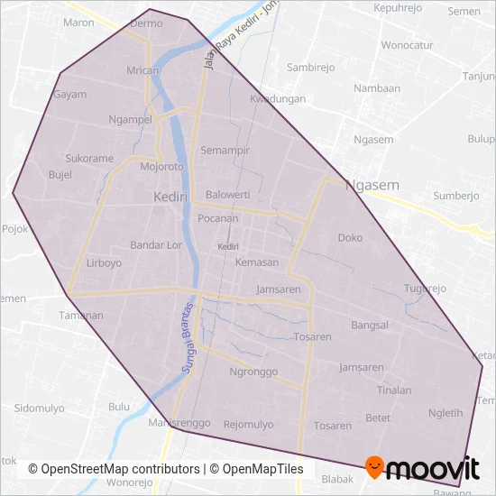 Angkot coverage area map