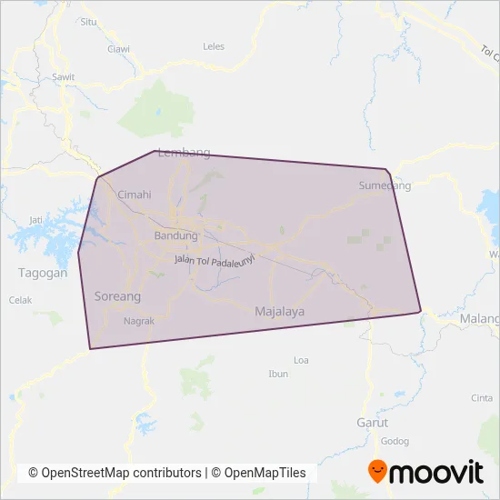 Angkutan Antarkota Dalam Provinsi coverage area map