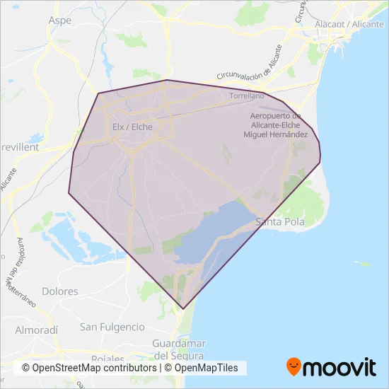 Autobusos Urbans d'Elx coverage area map
