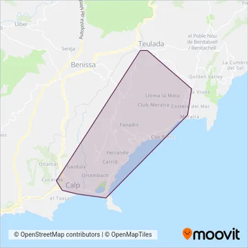 Calp - Autobuses Ifach coverage area map