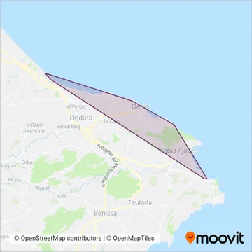 Dénia coverage area map