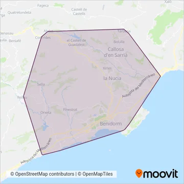 LLorente Bus Benidorm coverage area map