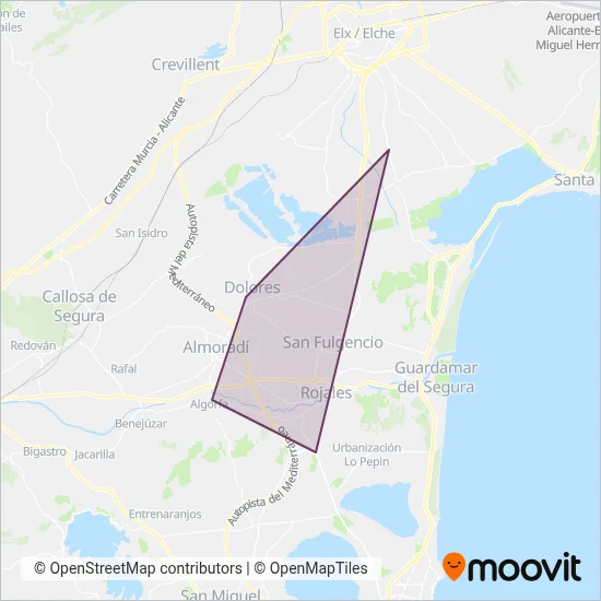 Autocares La Inmaculada coverage area map