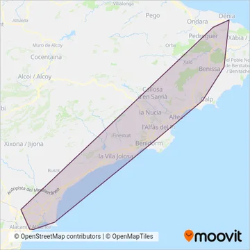 TRAM coverage area map