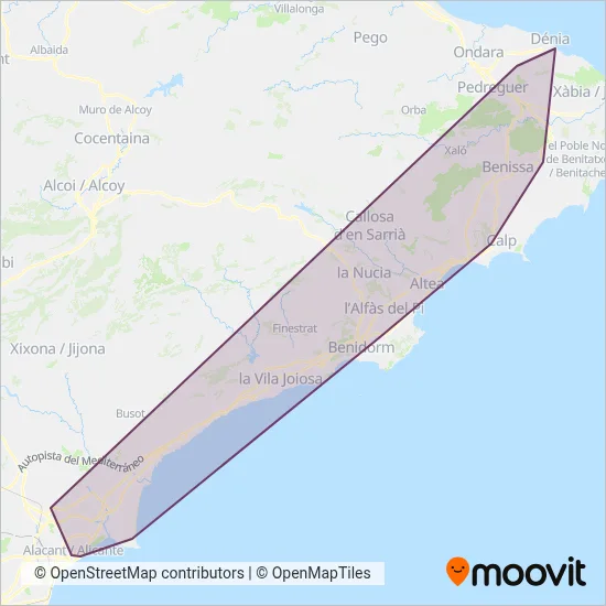 Cobertura del mapa de TRAM