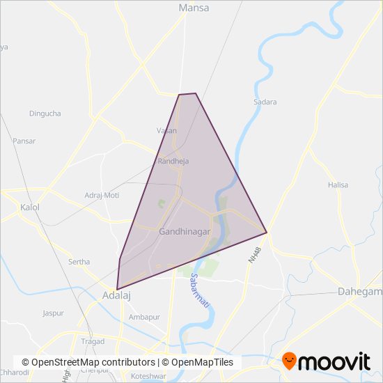 VTCOS Bus Gandhinagar coverage area map