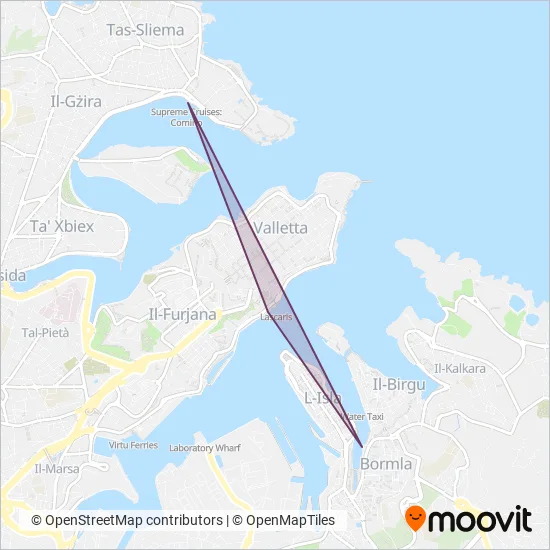 Area coperta dal servizio di Valletta Ferry Services