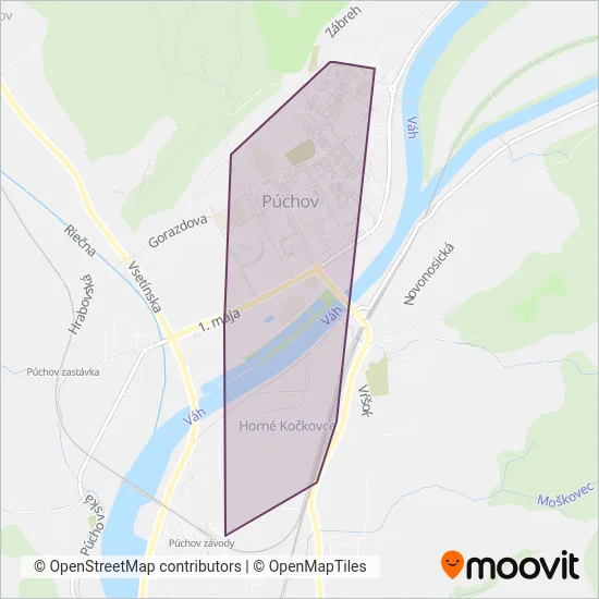 Autobusová Doprava Púchov coverage area map