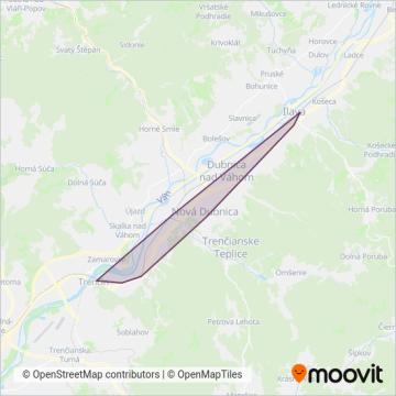 Slovenská autobusová doprava Trenčín coverage area map