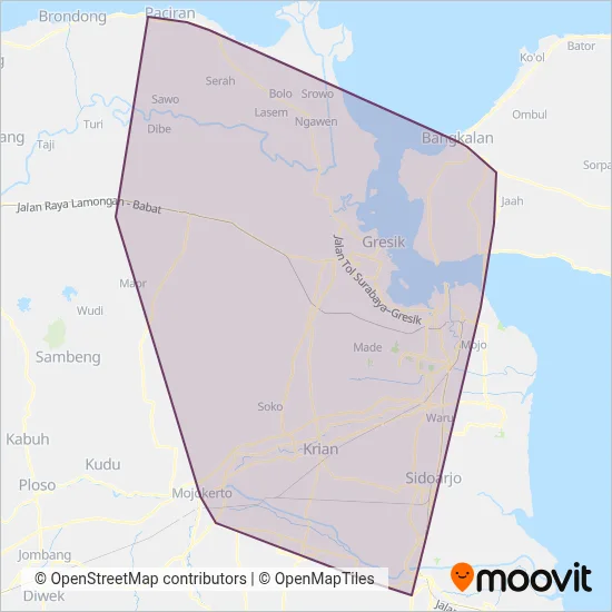 Trans Jatim coverage area map