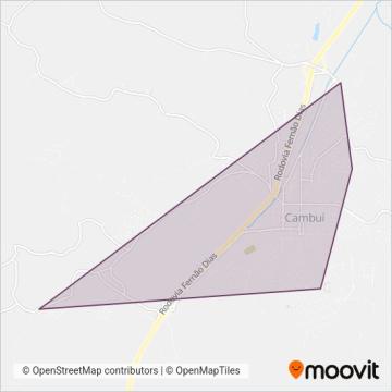 Mapa da área de cobertura da Sivan Transportes