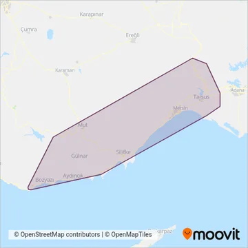 Mersin Büyükşehir Belediyesi coverage area map