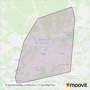 Carte de la zone de couverture de COURALIN - Grand DAX