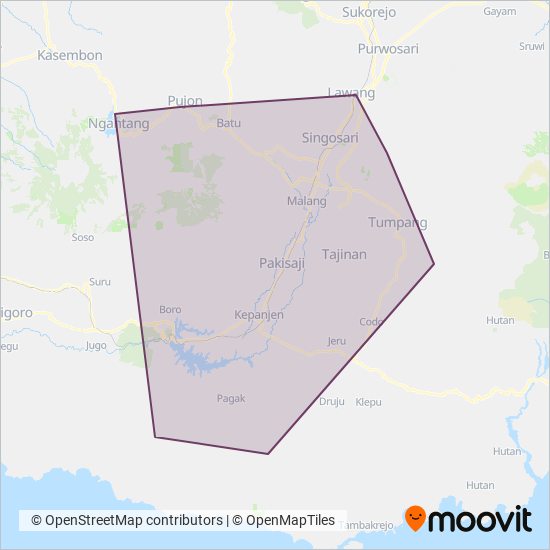 Angkutan Kabupaten Malang coverage area map