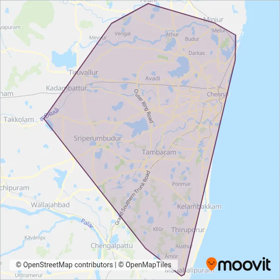 MTC Deluxe Bus coverage area map