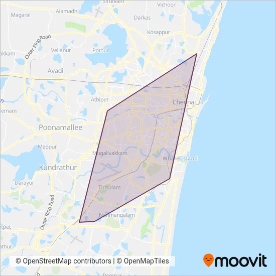 CMRL MF Buses coverage area map
