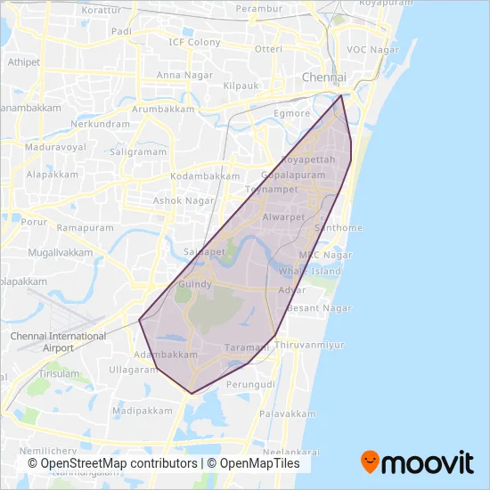 MRTS Rail Chennai coverage area map