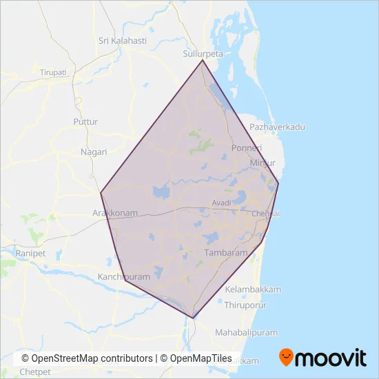 Chennai Suburban Rail coverage area map