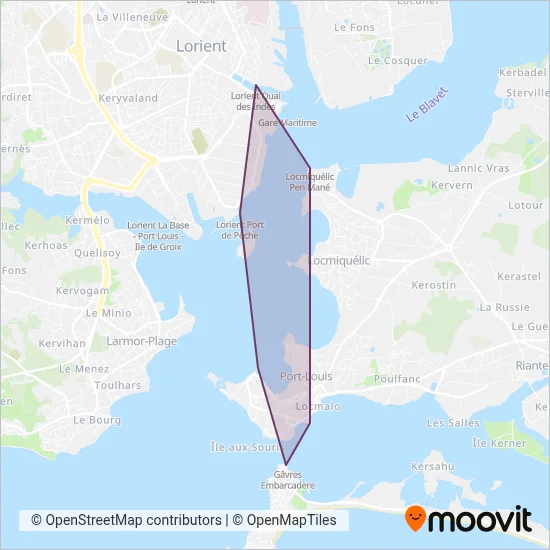 Carte de la zone de couverture de IZILO (Ferry)