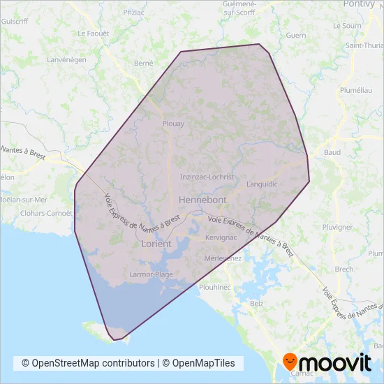 Carte de la zone de couverture de IZILO (Bus)