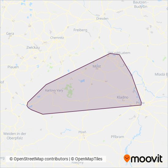 České dráhy, a.s. coverage area map