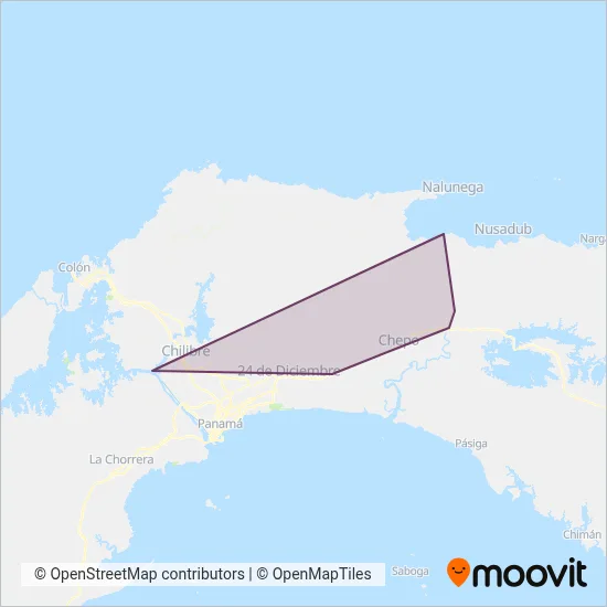 Panamá Regional Buses coverage area map
