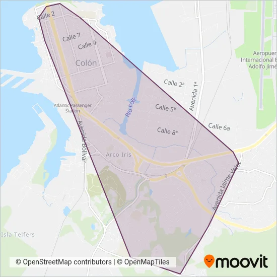 Rutas Urbanas de Colón S.A. coverage area map