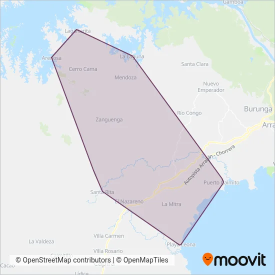 La Chorrera Buses coverage area map