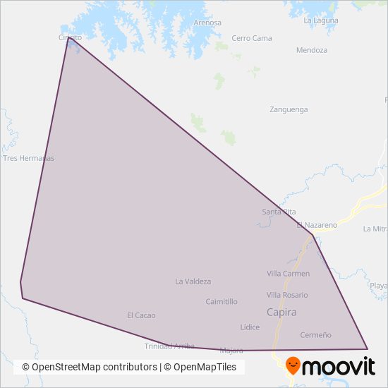 Buses Diablos Rojos Capira coverage area map