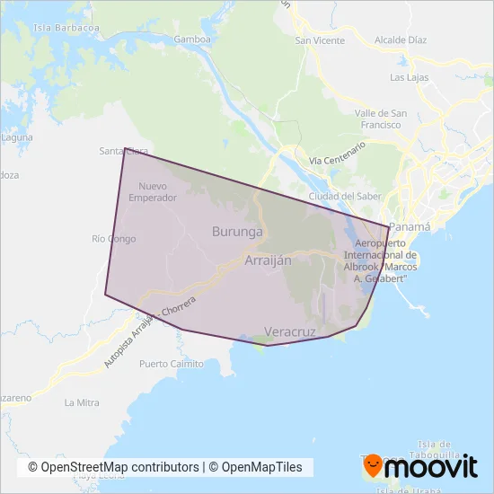 Arraiján Buses coverage area map