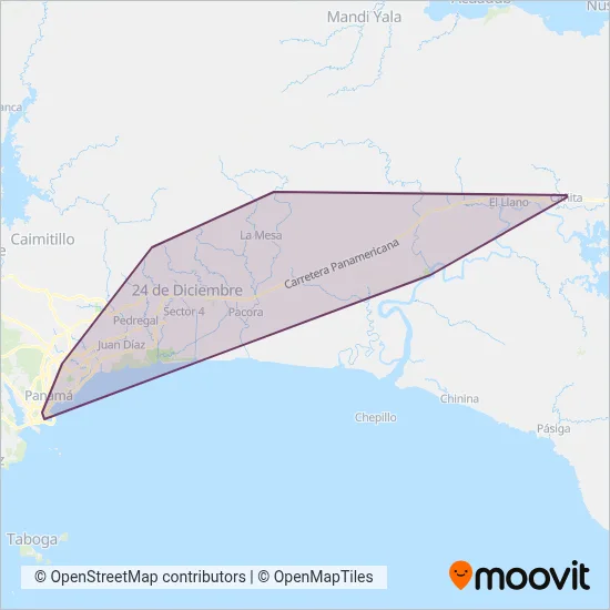 Cooperativa de Transporte San Cristóbal R.L. coverage area map
