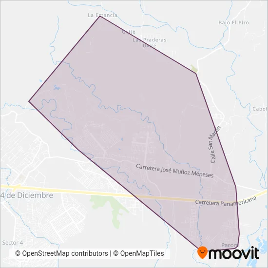 Prop. de Transportes de Pacora S.A. coverage area map