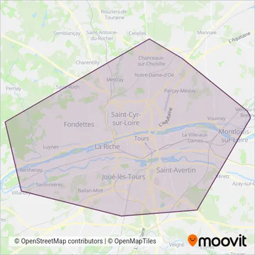 Fil Bleu (Tours) - Bus coverage area map
