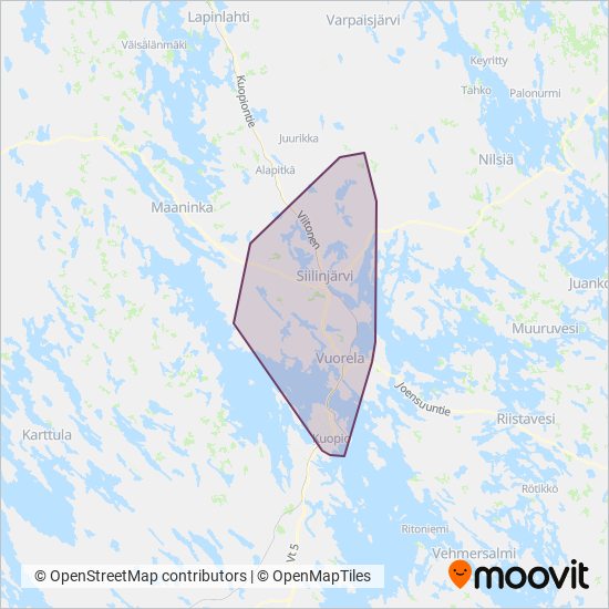Kuopion Tila-Auto Oy coverage area map