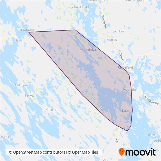 Koiviston Auto Kuopio Oy - kartta toiminta-alueesta