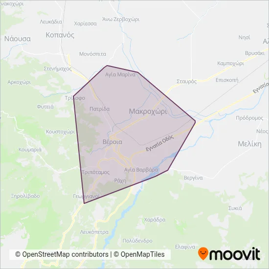 Veria Urban KTEL coverage area map