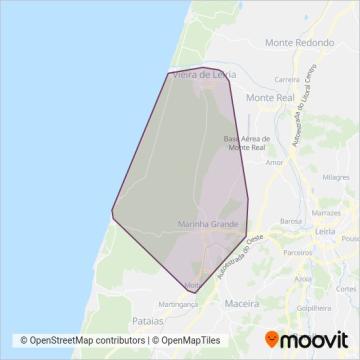 Área de cobertura no mapa do(a) TUMG - Transportes Urbanos da Marinha Grande