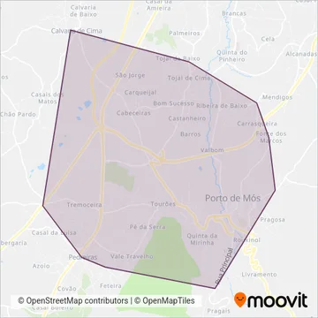 Vamós - Transporte Urbano de Porto de Mós coverage area map