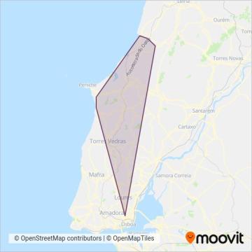 Rodoviária do Oeste: Rápidas coverage area map