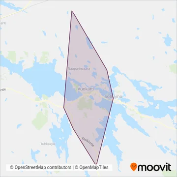 Kainuun Tilausliikenne P. Jääskeläinen Ky coverage area map