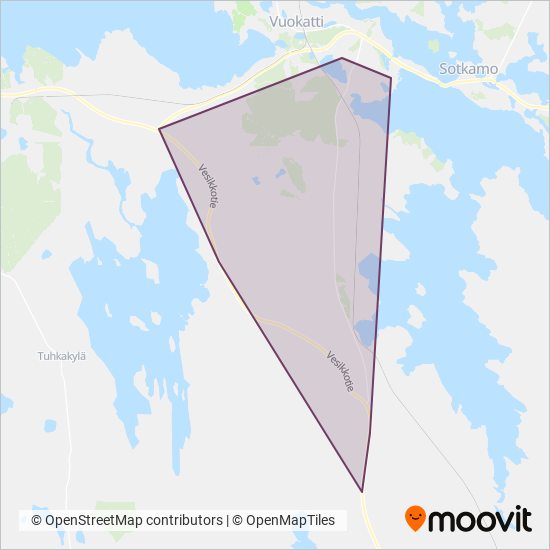 Kainuun Tilausliikenne P. Jääskeläinen Ky - kartta toiminta-alueesta