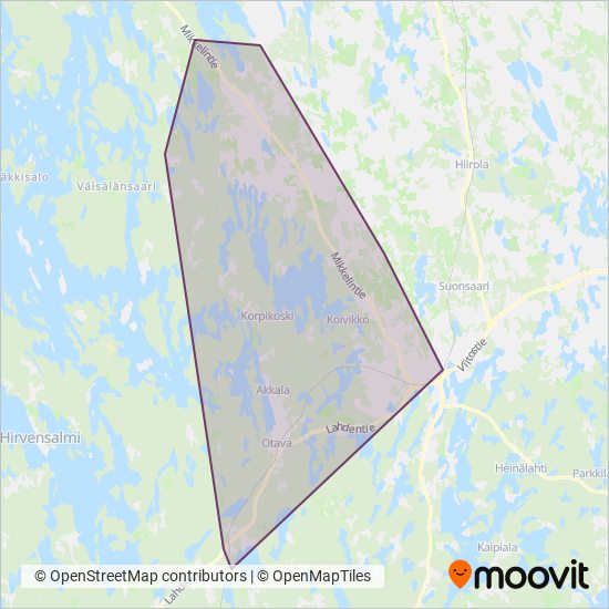Ihastjärven Linja Oy - kartta toiminta-alueesta