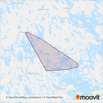 Tilausliikenne Himanen - kartta toiminta-alueesta