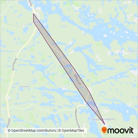 Hanskin Tilausliikenne - kartta toiminta-alueesta