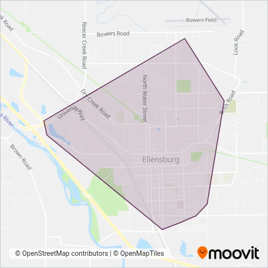 Ellensburg Central Transit coverage area map